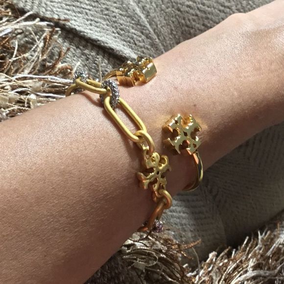 TORY BURCH KIRA 18K GOLD PLATED CUFF BRACELET - Picture 5 of 8